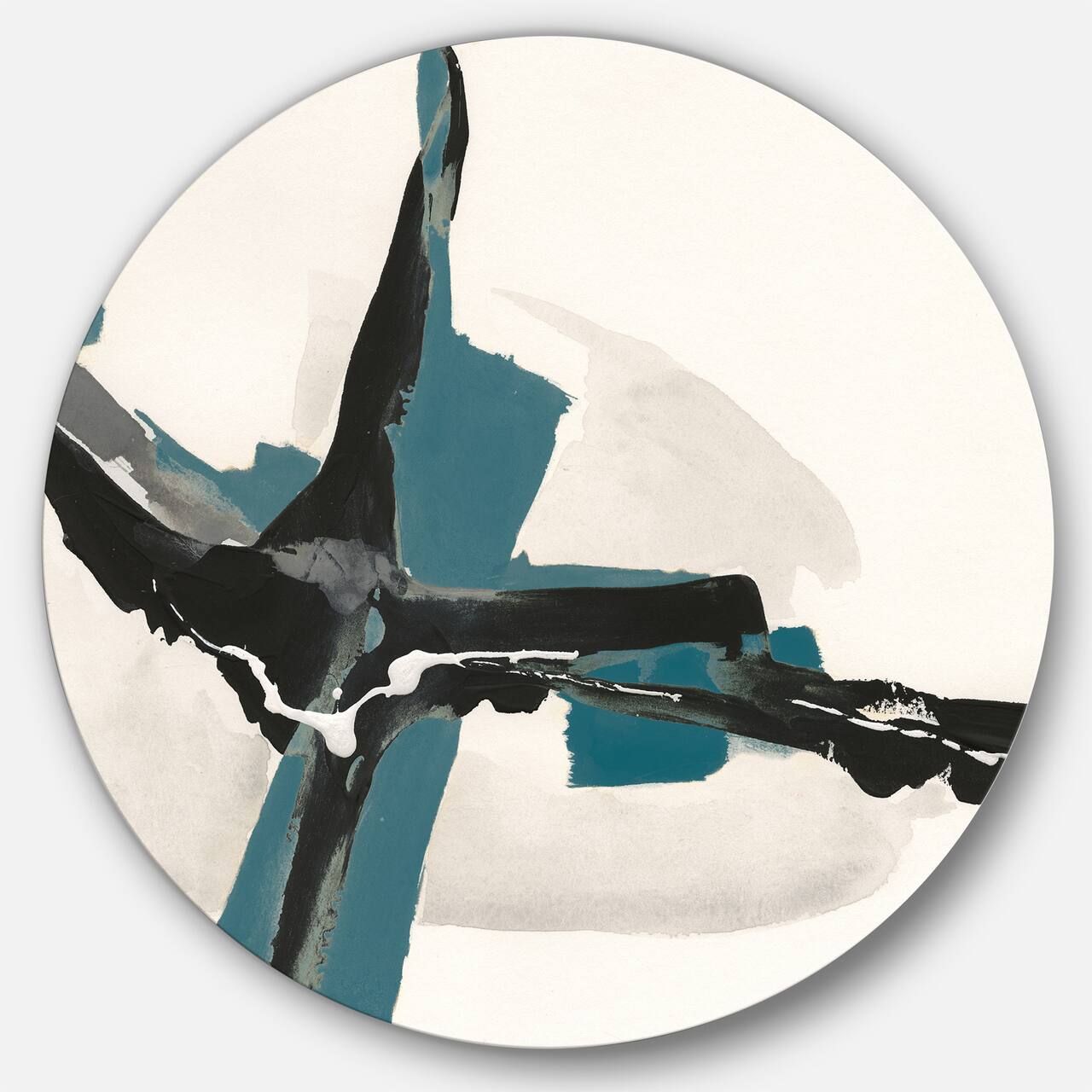 Designart - Glam Cerulean I - Glam Metal Circle Wall Art